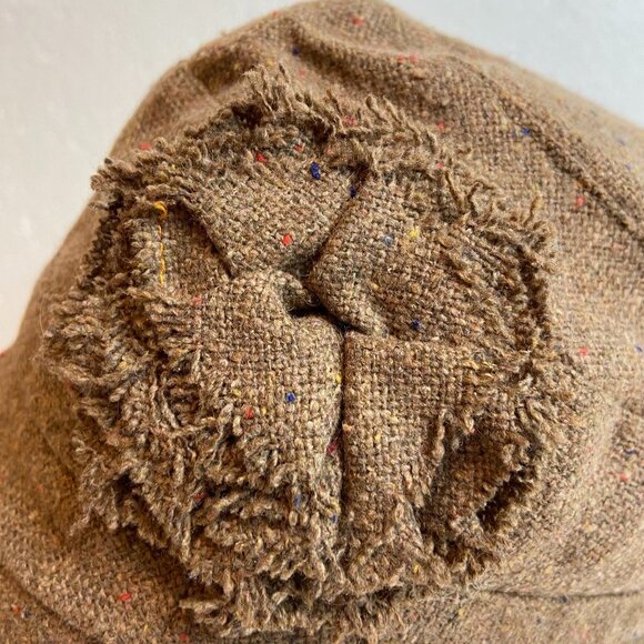 Black Rivet Newsboy Cap with Crochet Flower - Picture 2 of 5